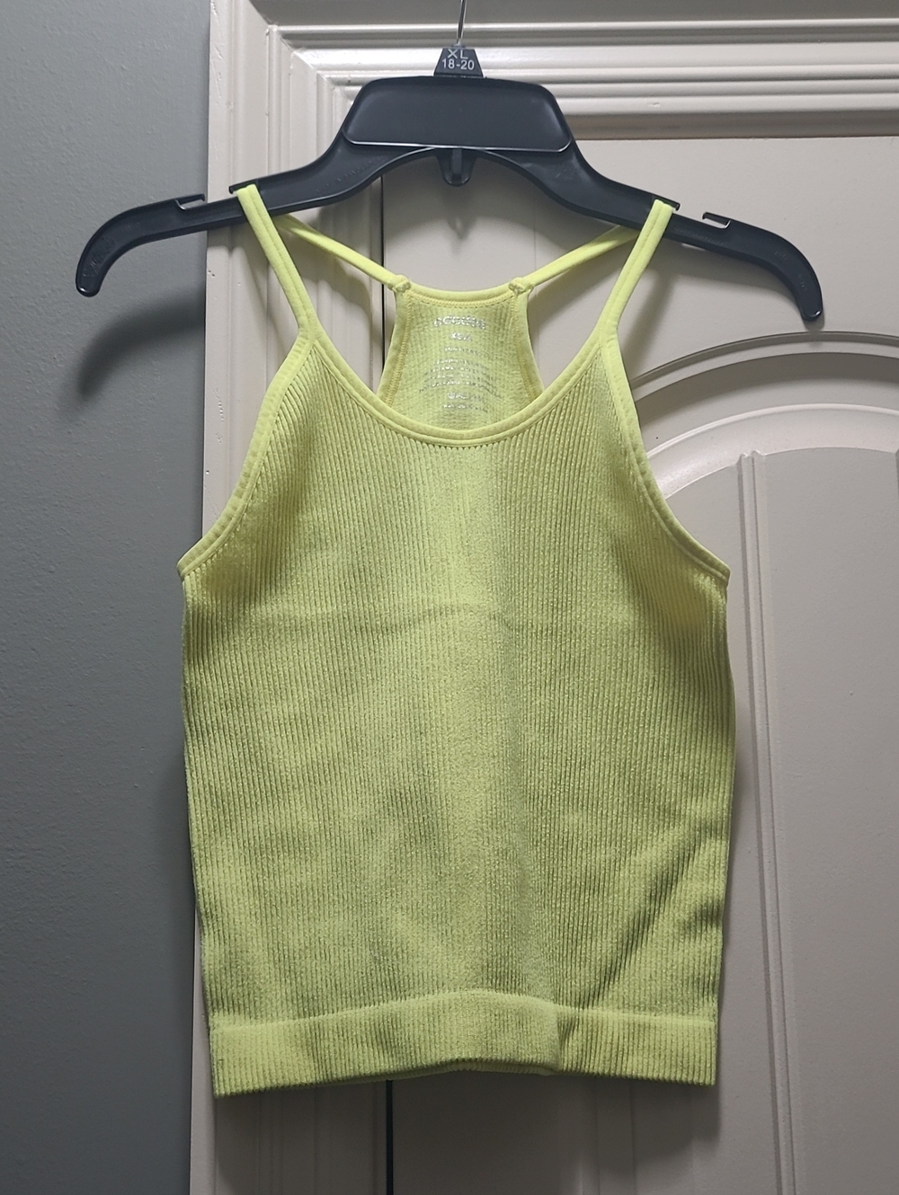 Neon Yellow Ribbed Racerback Tank Top